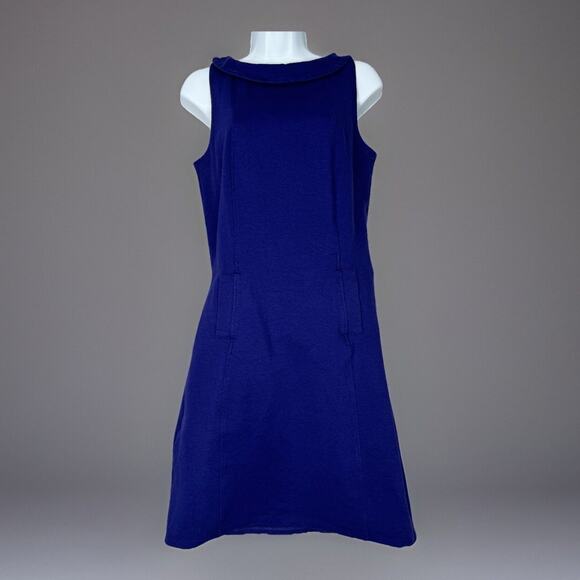 Boden Womens Dress 6 Purple Reverse Peter Pan Collar Sheath Ponte Knit Retro
